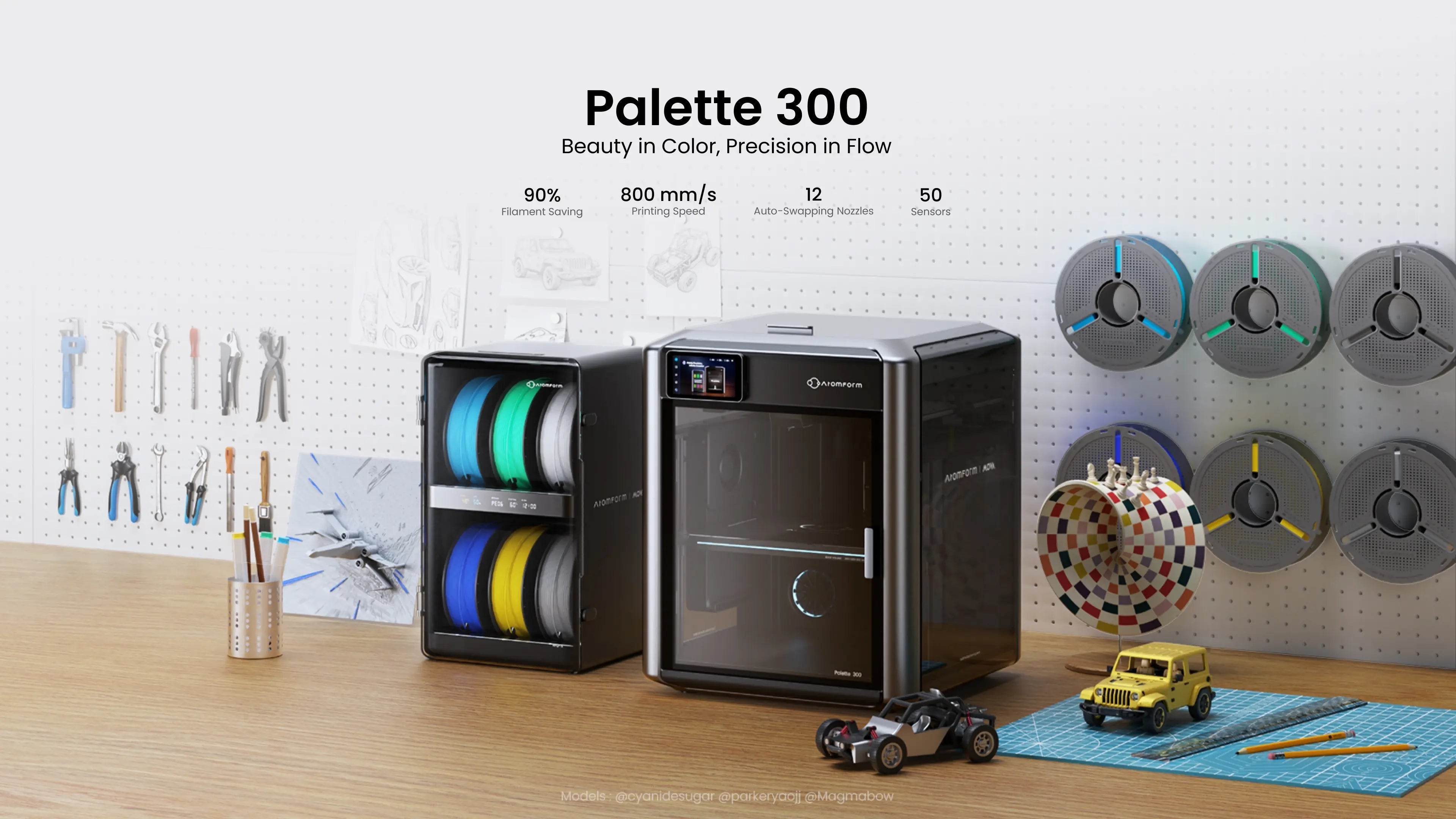 mohdbsaid's tweet card. The world’s first smart 12-nozzle 3D printer is here. Print up to 36 colors & 12 materials in one print. Get 50% faster swaps and 90% less waste. Sign up now for early access.