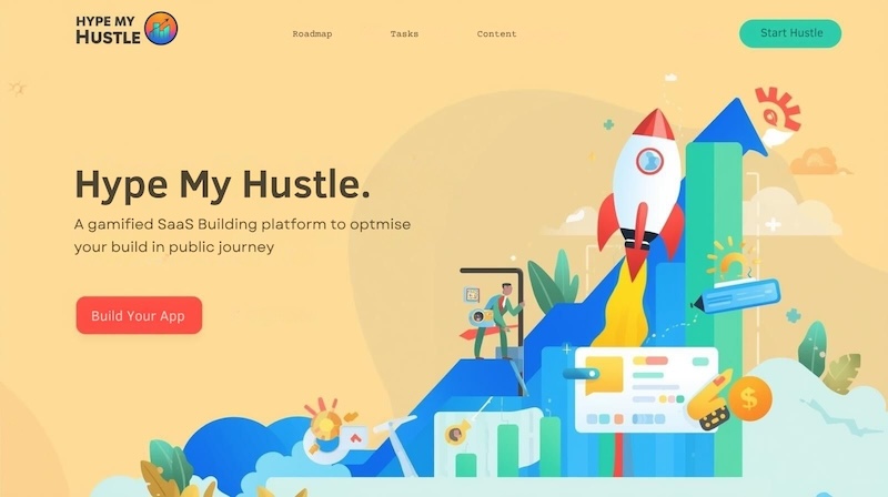 dohypemyhustle's tweet card. Your all-in-one AI co-pilot for building in public. Get your AI roadmap, daily tasks, and paired content ideas in one place. Go from idea to launch without getting stuck.