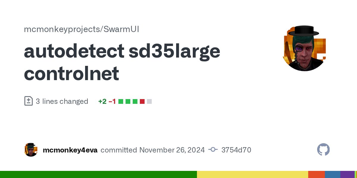 PhotogenicWeekE's tweet card. autodetect sd35large controlnet · mcmonkeyprojects/SwarmUI@3754d70