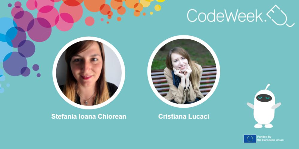 CodeWeekRO's tweet card. Ambassadors Cristiana Lucaci and Stefania Ioana Chiorean talk about their Code Week experience  Meet Cristiana Lucaci and Stefania Ioana Chiorean, two