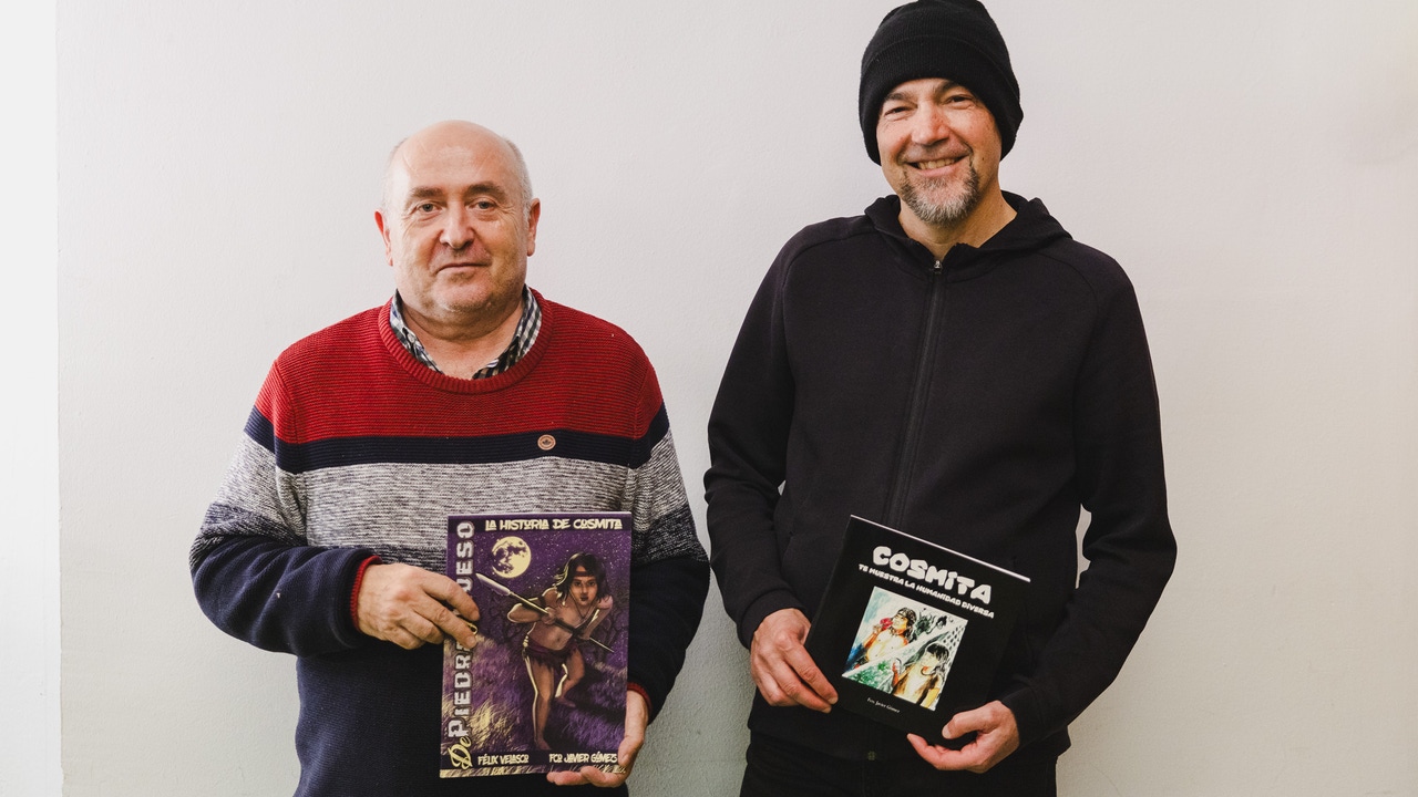 MataAjuria's tweet card. De viñetas mudas a un cuento inclusivo, los palentinos Francisco Javier Gómez y Félix Velasco reviven la Prehistoria para dar voz a la diversidad y la humanidad en un mundo brutal