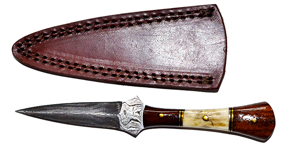 CoexistAltPath's tweet card. Baby Stag Damascus Athame 7". The unique Damascus steel design not only enhances its visual appeal but also symbolizes power and resilience.