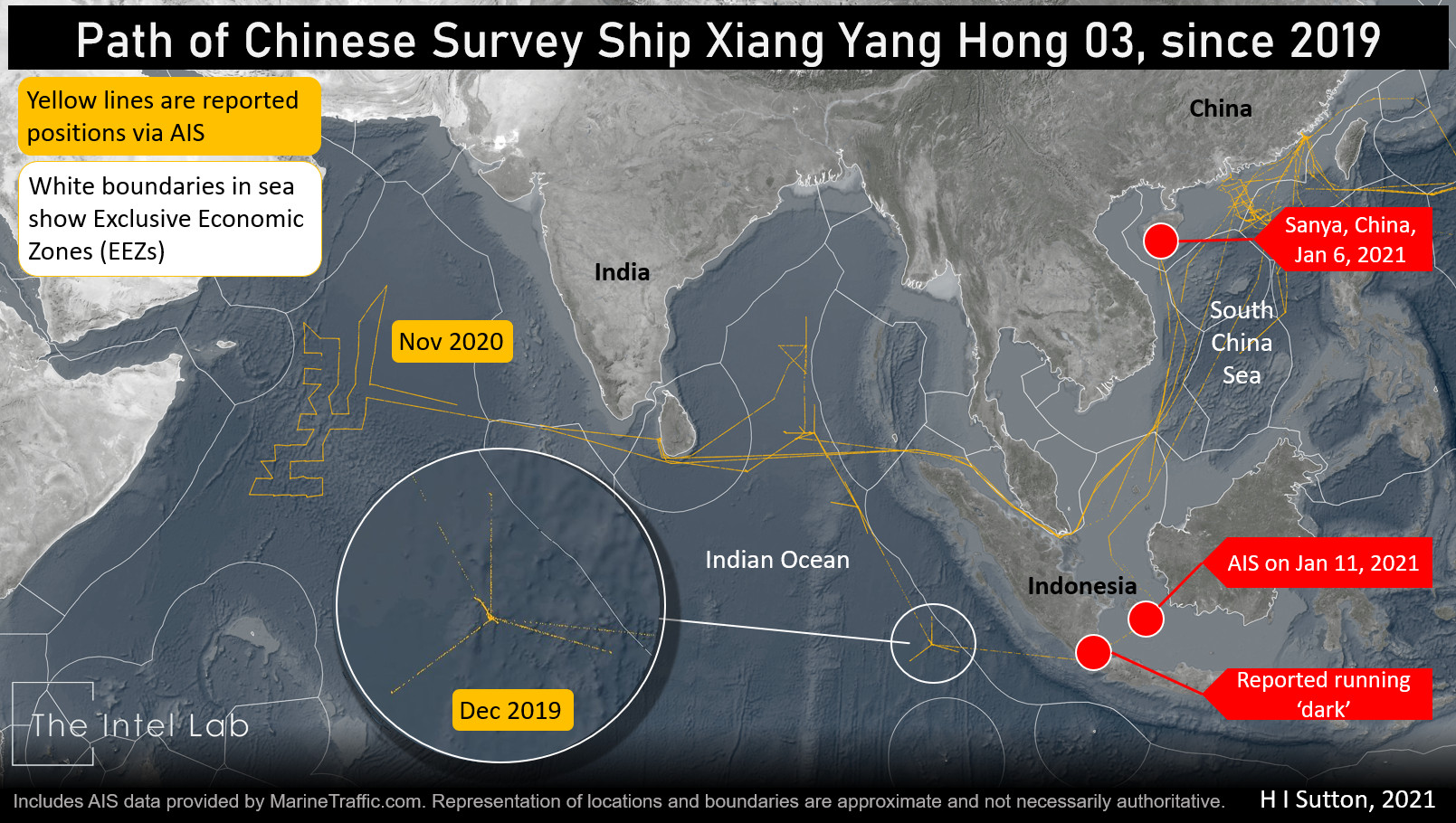 detresfa_'s tweet card. A Chinese government survey ship was intercepted “running dark” without broadcasting its position via AIS (Automated Information System by Indonesian officials. The incident is latest twist in an...