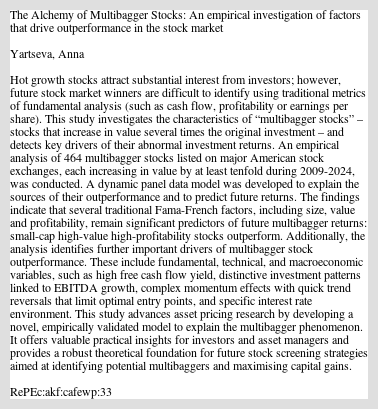 Felix3S's tweet card. Hot growth stocks attract substantial interest from investors; however, future stock market winners are difficult to identify using traditional metrics of fundamental analysis (such as cash flow, prof