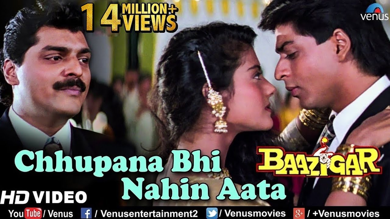 VarunSfdc's tweet card. Chhupana Bhi Nahi Aata - HD VIDEO | Baazigar | Shahrukh & Kajol |...