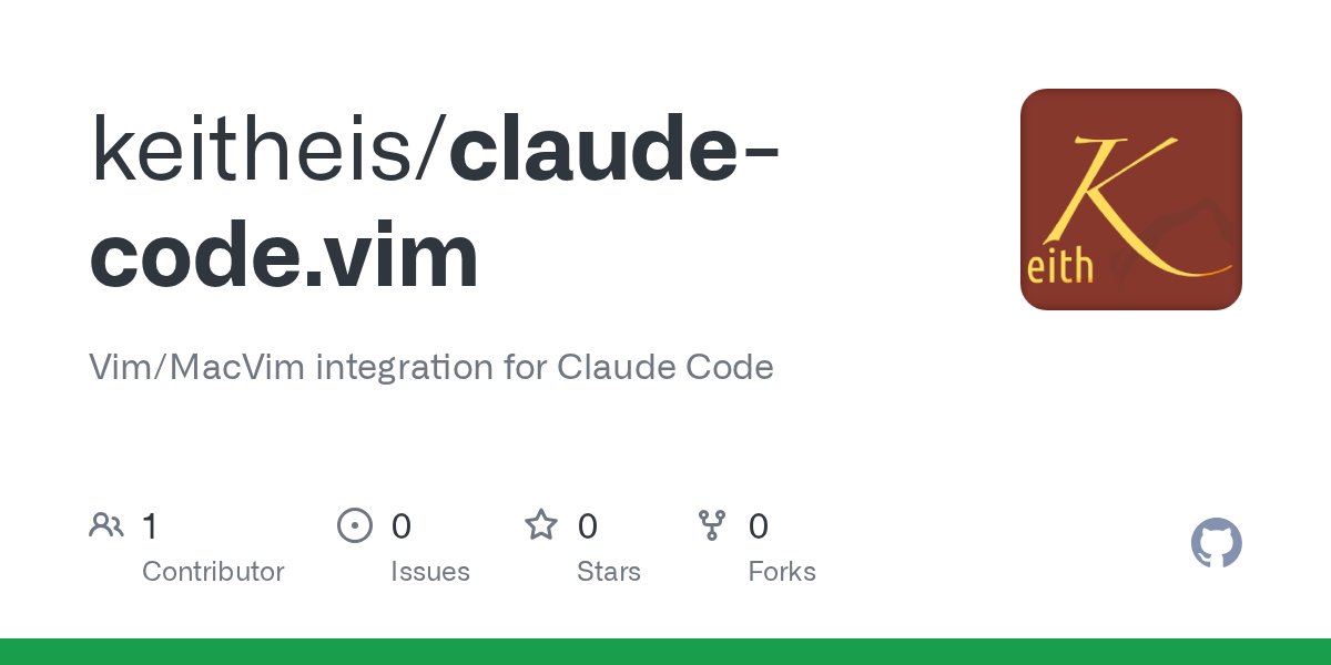 keitheis's tweet card. Vim/MacVim integration for Claude Code. Contribute to keitheis/claude-code.vim development by creating an account on GitHub.
