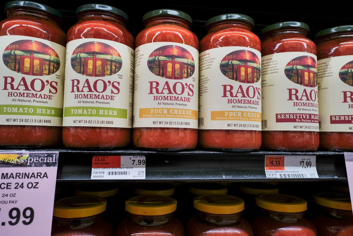 whatsthat's tweet card. The soup company paid $2.7 billion for Sovos Brands, which makes Rao's sauces as well as pastas, frozen entrees and Noosa yogurt.