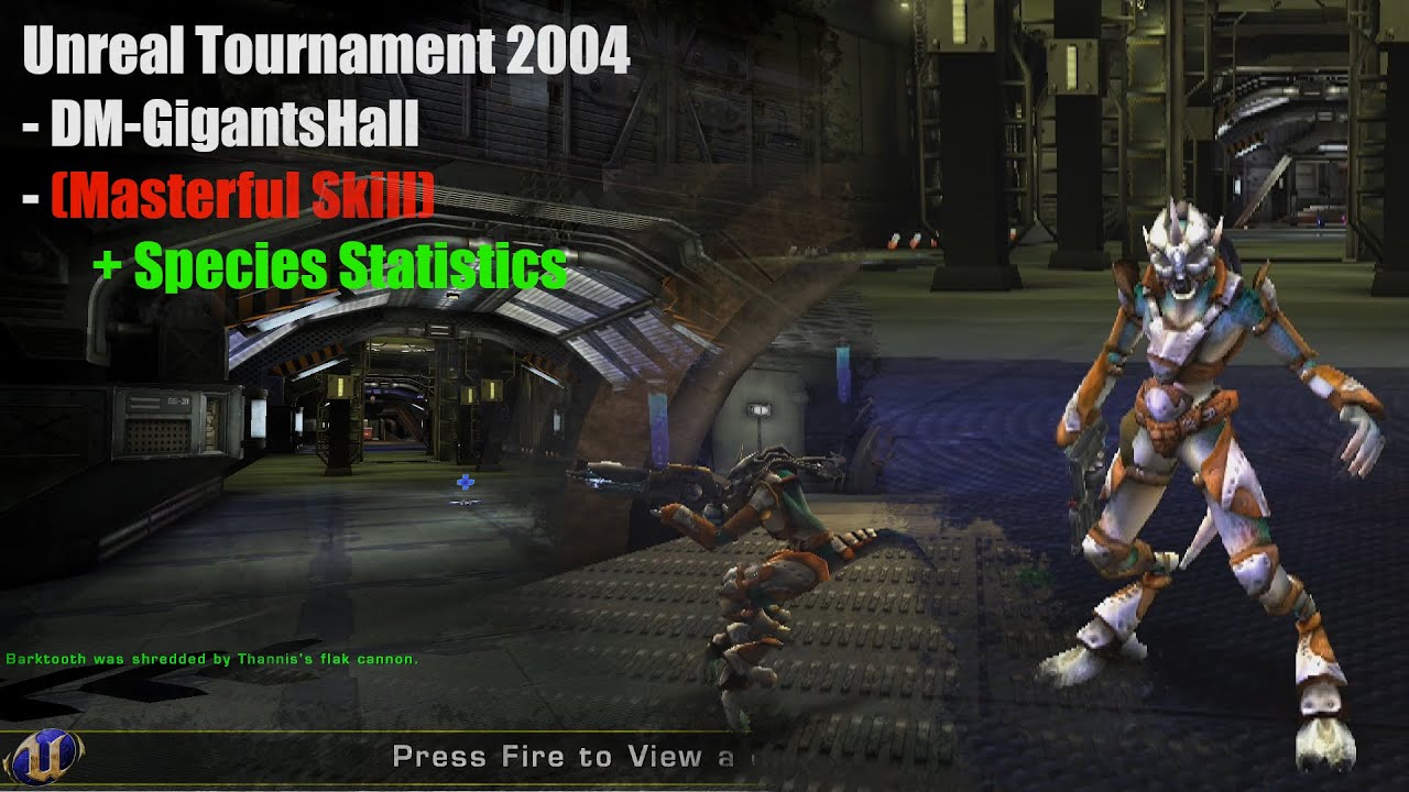 PerfLabrat's tweet card. UT2004 (DM-GigantsHall, Masterful, Species Statistics, Selig)