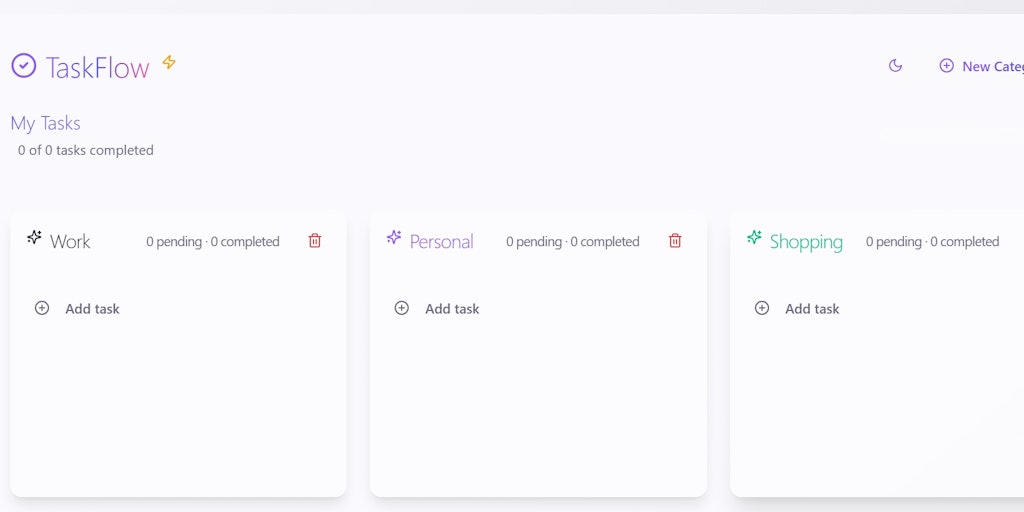 Sandeshup_2024's tweet card. TaskFlow is a beautifully designed task manager that helps you stay organized across work, personal, and daily life. With category-based lists, smooth UI, and progress tracking, it makes productivity...
