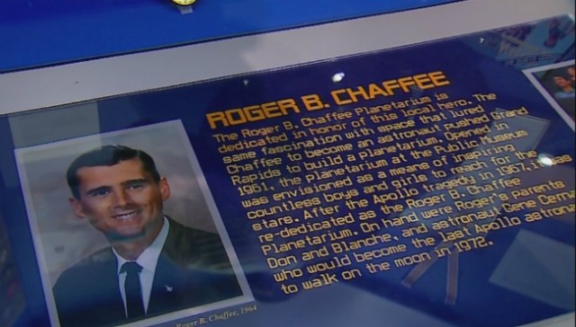 ChangetheCodeGR's tweet card. Two days of events in February will celebrate the life of astronaut Roger Chaffee and look at the history of space exploration.