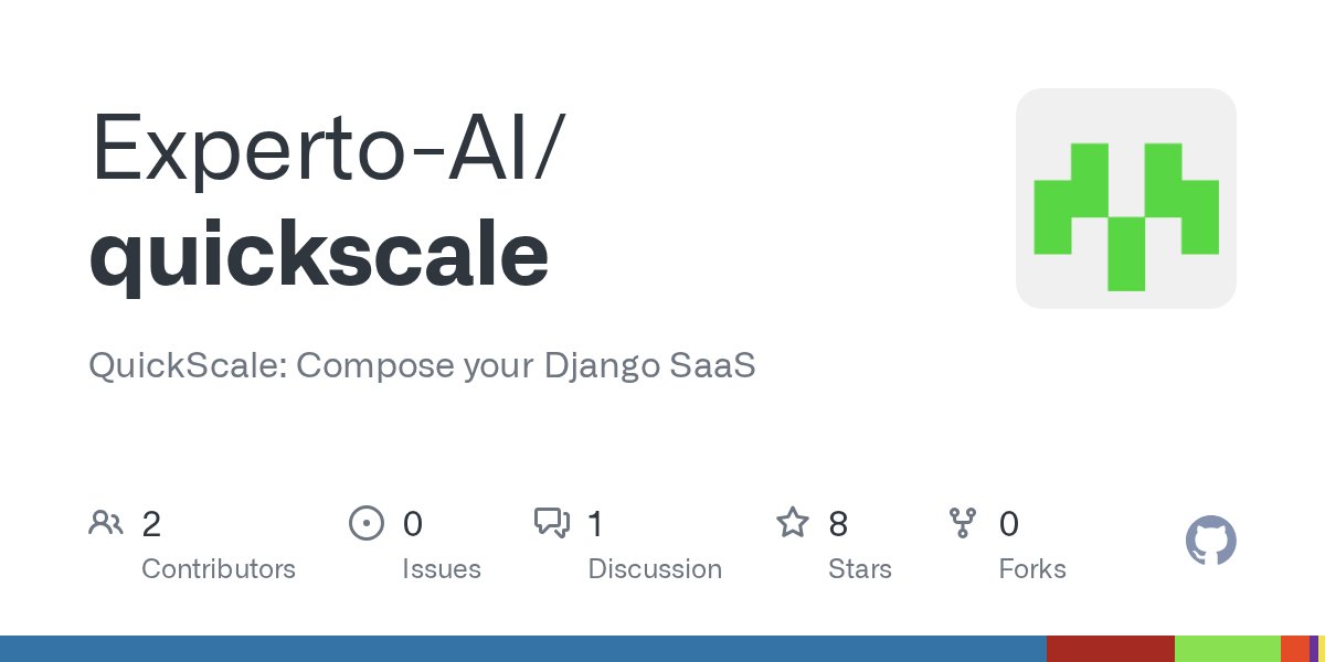 Experto_AI's tweet card. QuickScale: Compose your Django SaaS. Contribute to Experto-AI/quickscale development by creating an account on GitHub.