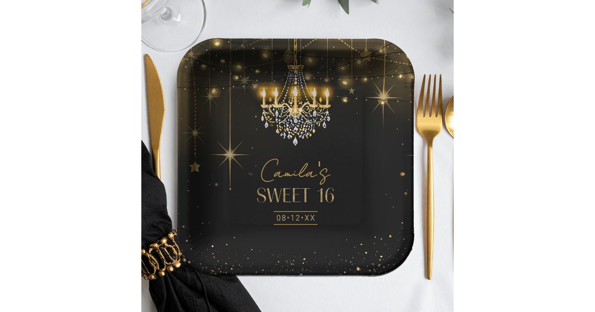 ArrayStores's tweet card. Celebrate in star-studded style with this glamorous Sweet 16 birthday paper plate, inspired by the glitz and glamour of an old Hollywood event. Featuring a luxurious black and gold color palette,...