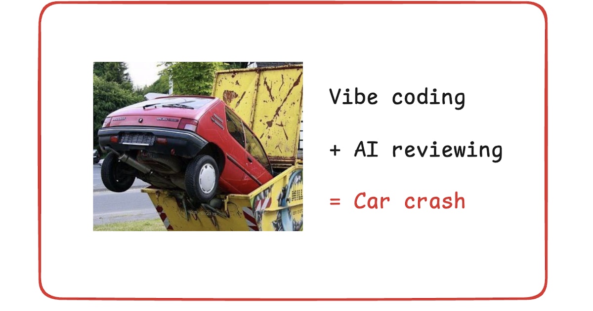 ProgDiscussions's tweet card. It needs to be said: AI can’t fully replace human code review. Not now, and likely not ever.