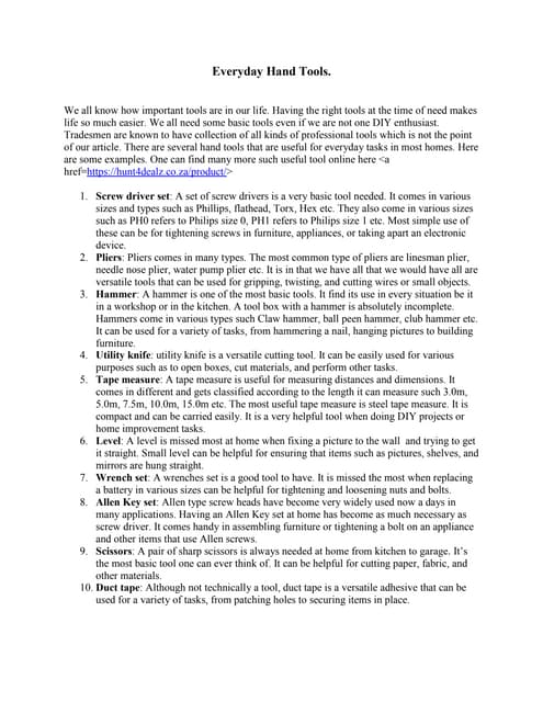 Hunt4dealz's tweet card. Everyday Hand Tools.docx