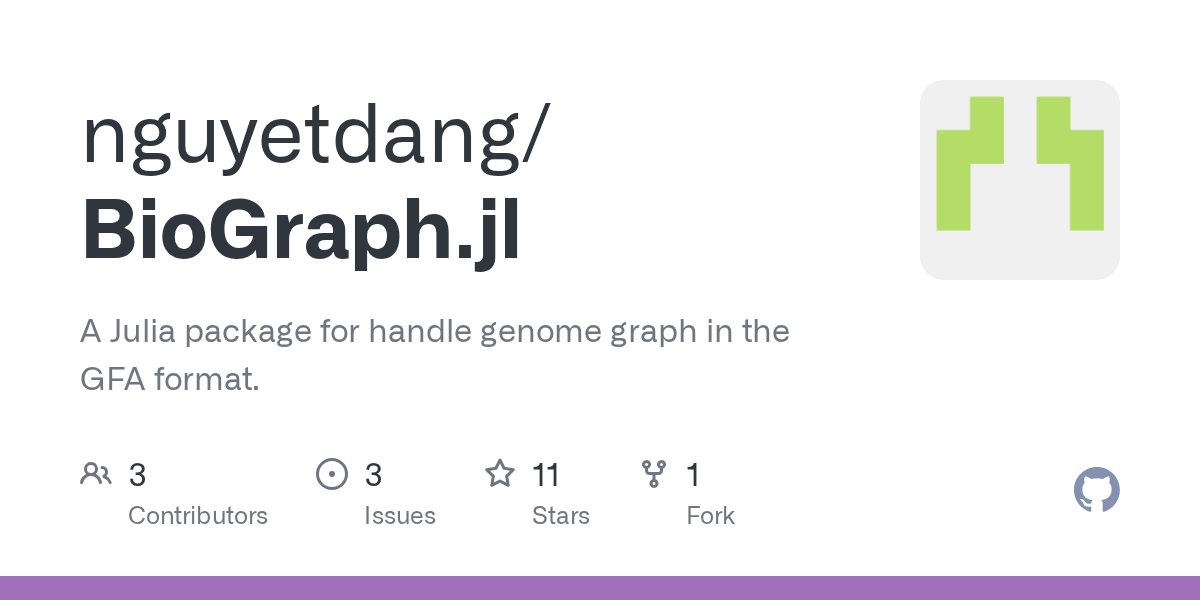 francois_sabot's tweet card. A Julia package for handle genome graph in the GFA format. - GitHub - nguyetdang/BioGraph.jl: A Julia package for handle genome graph in the GFA format.