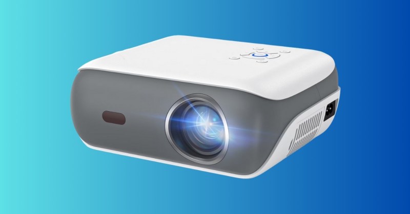 DigitalTrends's tweet card. The HAPPRUN 4K Google TV projector with Dolby Audio, electric focus, and auto vertical keystone is now $149.99, down from $197.99.