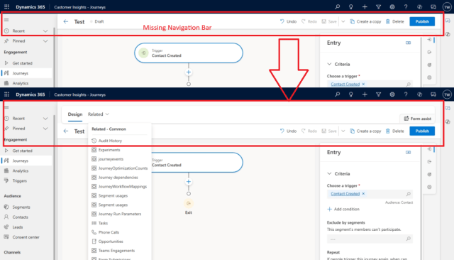 temmy_raharjo's tweet card. In Dynamics CRM products, I’m not sure why the Microsoft Product Team isn’t enforcing the same UI languages across platforms. For example, in the Customer Insights – Journeys form…