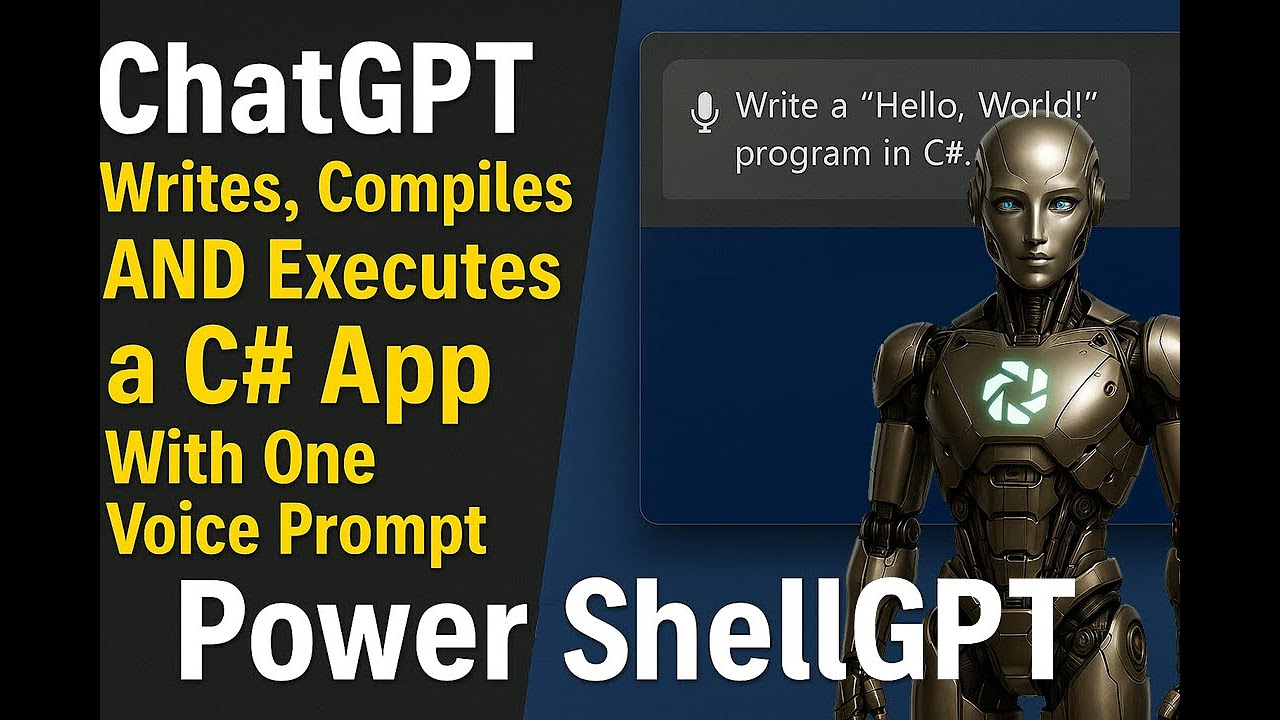PowerShellGPT's tweet card. ChatGPT Writes, Compiles AND Executes a C# App With One Voice Prompt