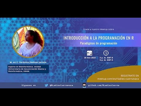 RLadiesCuerna's tweet card. Meetup Enero 2023: Introducción a la programación en R, Paradigmas de...