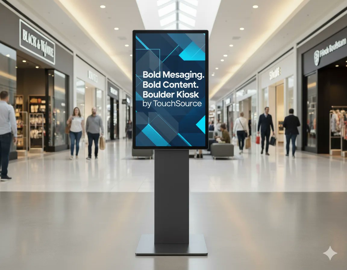 touchsource's tweet card. Modernize your retail property with the TouchSource Boulder™ Ad Kiosk—an affordable, stylish way to drive ad revenue and elevate the shopping experience.