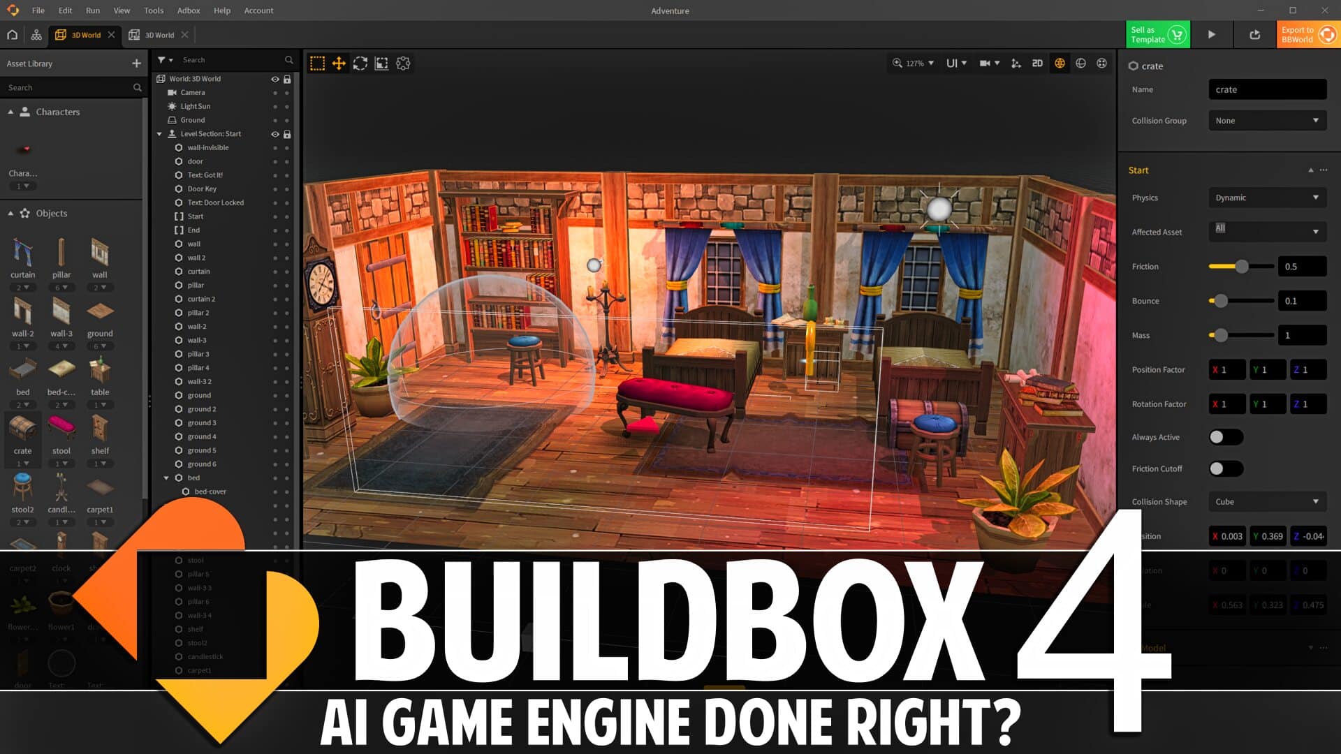 gamefromscratch's tweet card. BuildBox have announced the alpha of BuildBox 4, their easy to use 3D game engine that is replacing the no-code approach with AI prompts