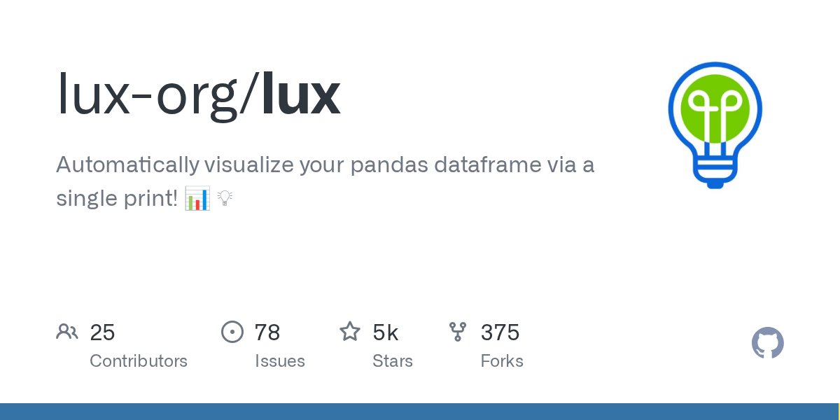 tillnm's tweet card. Automatically visualize your pandas dataframe via a single print! 📊 💡 - lux-org/lux