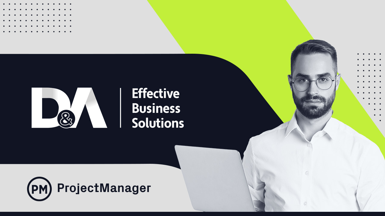 ProjectTips's tweet card. D&A partners with ProjectManager to deliver complete project visibility and stronger client outcomes