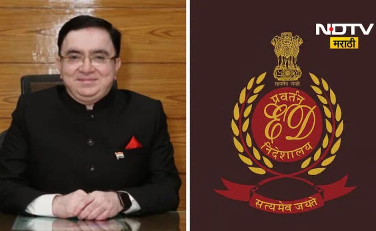 NDTVMarathi's tweet card. Former Vasai Virar Commissioner Anil Pawar arrested by ED : नालासोपारातील 41 अनधिकृत इमारतींच्या प्रकरणात वसई विरारचे माजी आयुक्त अनिल पवार यांना ED नं अटक केली आहे.