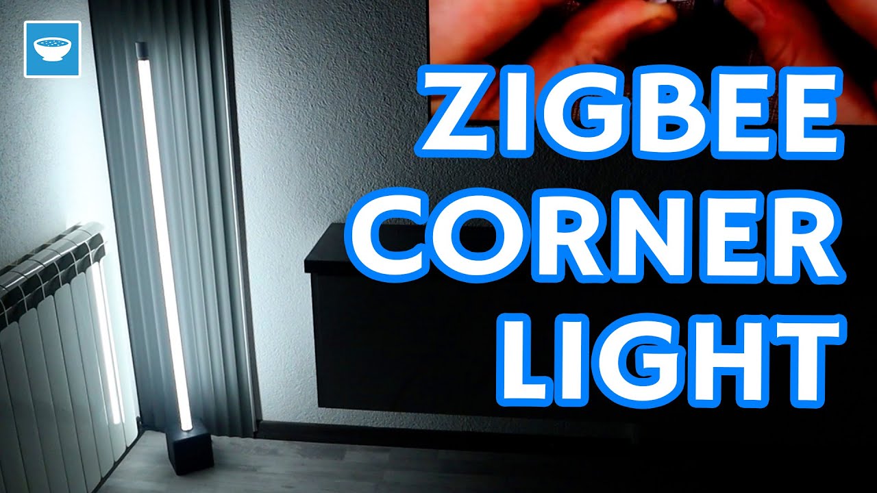 taste_the_code's tweet card. ZIgbee Corner Light with 3D printed base and T8 style LED