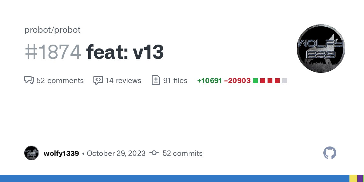 ProbotTheRobot's tweet card. BREAKING CHANGE: Drop support for NodeJS < 18 BREAKING CHANGE: replace node-fetch with the Fetch API BREAKING CHANGE: default webhookPath is now /api/github/webhooks BREAKING CHANGE: probot ...
