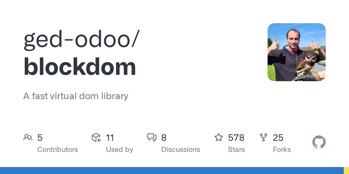 GDebongnie's tweet card. A fast virtual dom library. Contribute to ged-odoo/blockdom development by creating an account on GitHub.