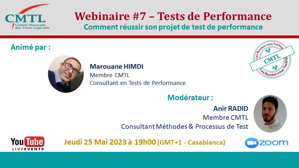 Tmimi_ELMehdi's tweet card. Don't miss the 7th online Webinar of the Moroccan Committee of Software Testing (25th May 2023 at 08h00 PM GMT+2 / Paris Time Zone) 👉 Subscription link below in the comment #CMTL - Comité Marocain...