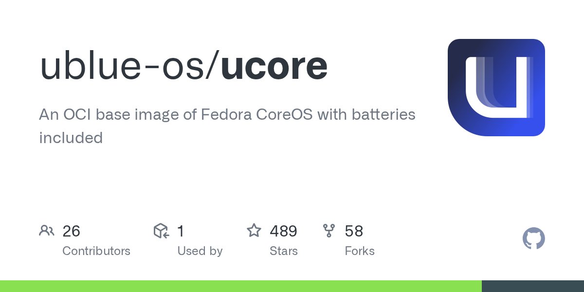 JohannesAtWork's tweet card. An OCI base image of Fedora CoreOS with batteries included - ublue-os/ucore