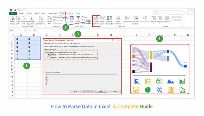 ChartExpo_'s tweet card. How to parse data in Excel? It’s the process of breaking data into structured segments. Learn the techniques, formulas, and best practices for efficiency.