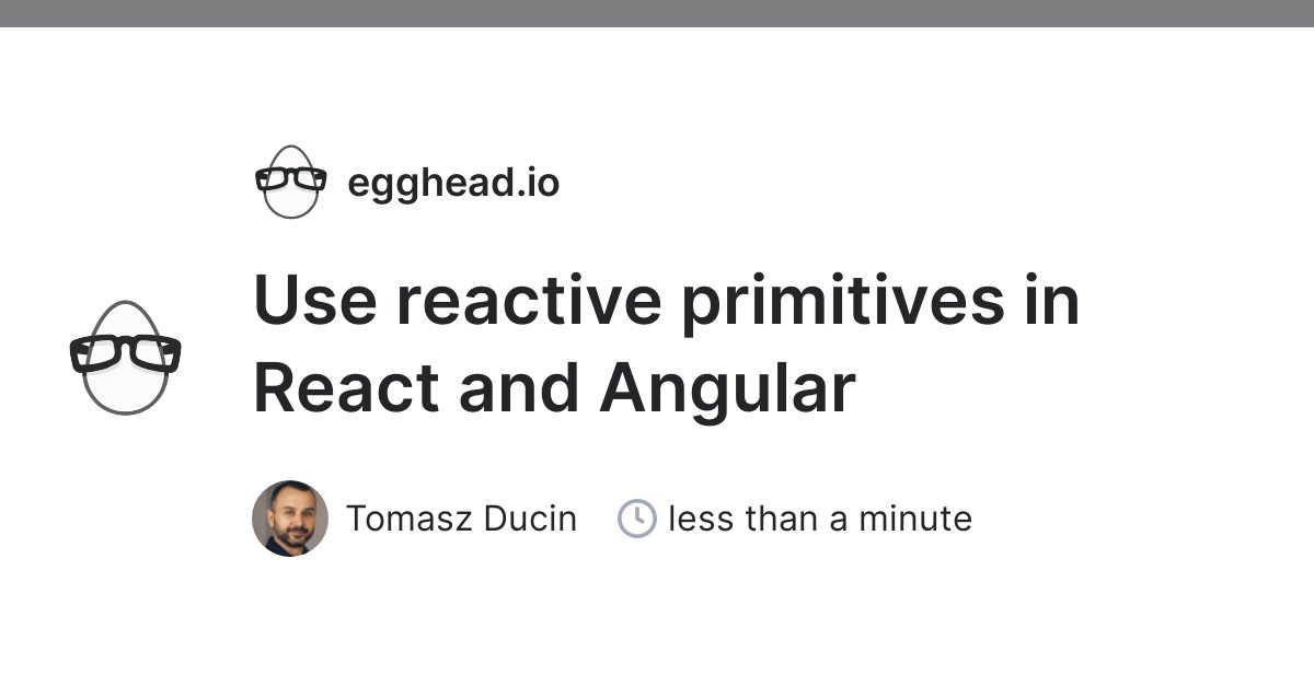 eggheadio's tweet card. Learn the most important differences between react hooks and angular signals.