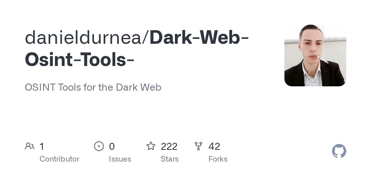 7h3h4ckv157's tweet card. OSINT Tools for the Dark Web. Contribute to danieldurnea/Dark-Web-Osint-Tools- development by creating an account on GitHub.