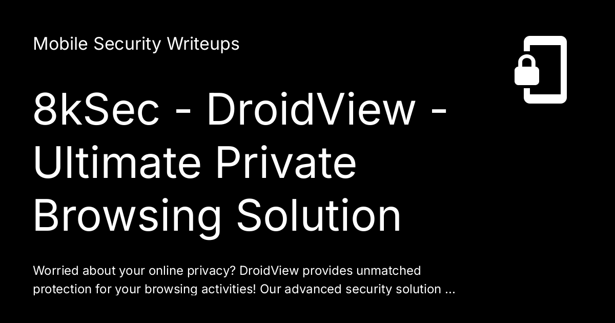 lautarovculic's tweet card. Worried about your online privacy? DroidView provides unmatched protection for your browsing activities! Our advanced security solution routes all your traffic through the secure Tor network,...
