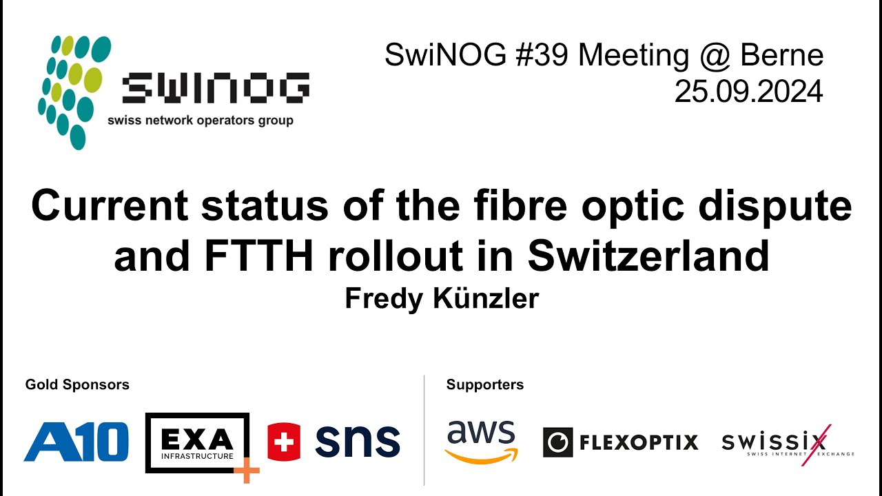 kuenzler's tweet card. SwiNOG#39 | Current status of the fibre optic dispute & FTTH rollout...