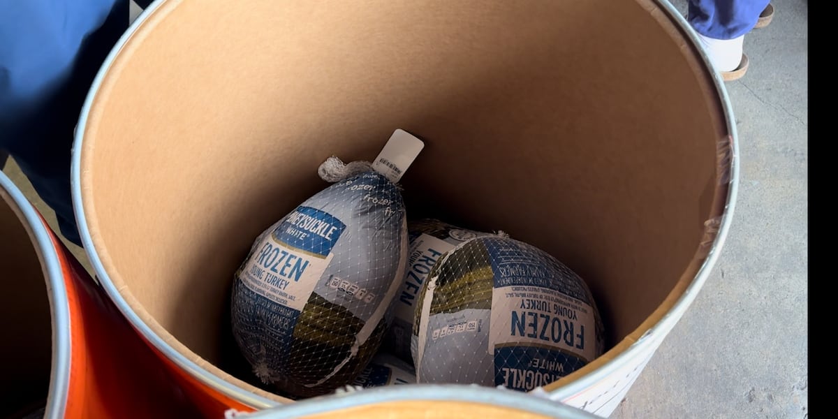 ESlibeck's tweet card. The Blue Ridge Area Food Bank now has hundreds of turkeys, thanks to a partnership between Kroger and the UVA football team.