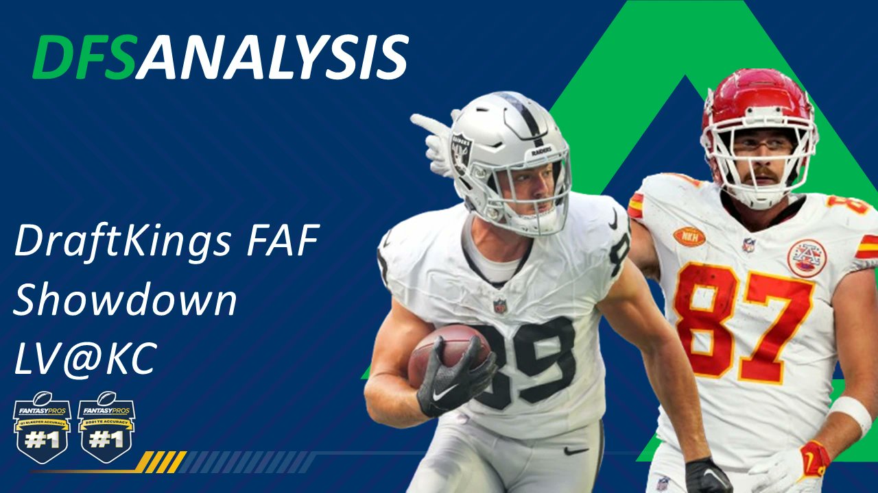 kfantasy_sports's tweet card. For Black Friday in 2024, we have another DraftKings showdown slate of Las Vegas @Kansas City. Whether you're locking in Patrick Mahomes or Travis Kelce as your captain, or hunting for value plays...