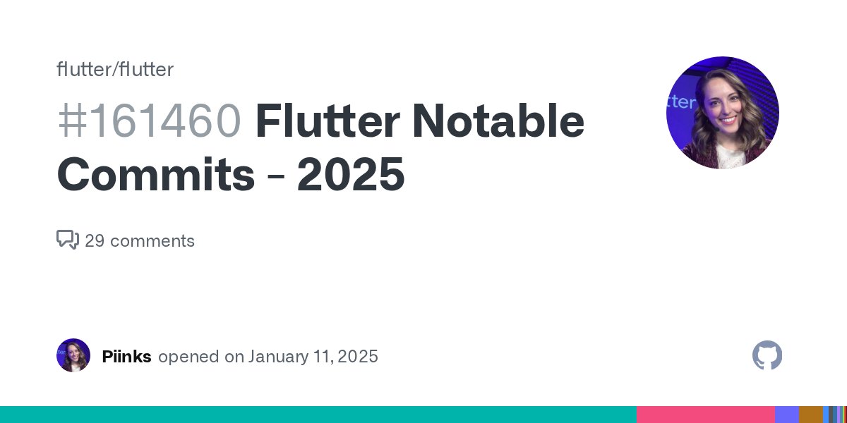 k8lovett's tweet card. For years, Flutter's Framework team has been reviewing "notable commits" in our weekly staff meeting at Google. The notable commits are a lightly curated list of the pull requests tha...