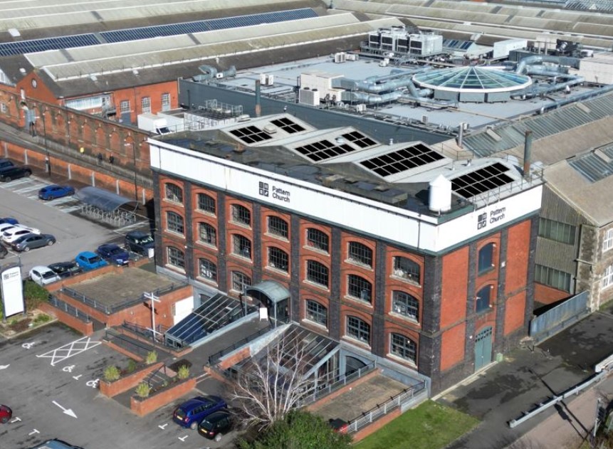 PatternChurch's tweet card. Light shining from the heavens onto one of Swindon’s biggest churches can be turned into power.