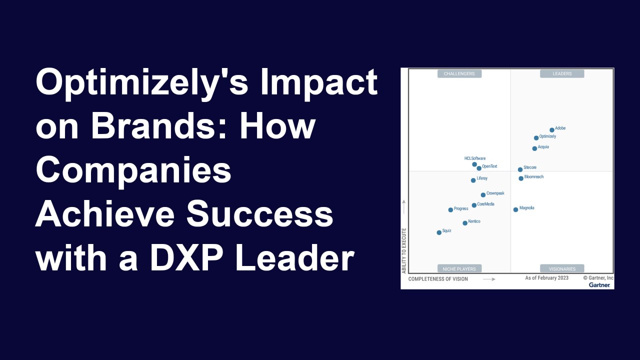 joeyizzy's tweet card. Last week I shared a video post about Optimizely's recognition over the years in Gartner® Magic Quadrant for Digital Experience Platforms (DXPs). Recognition by one of the world's leading analyst...