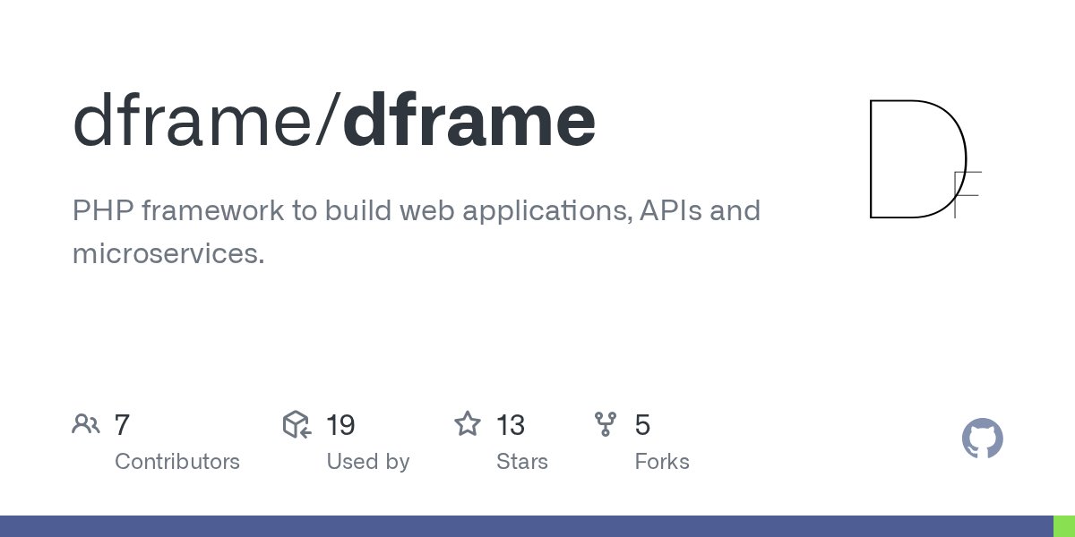 DframeFramework's tweet card. PHP framework to build web applications, APIs and microservices. - dframe/dframe
