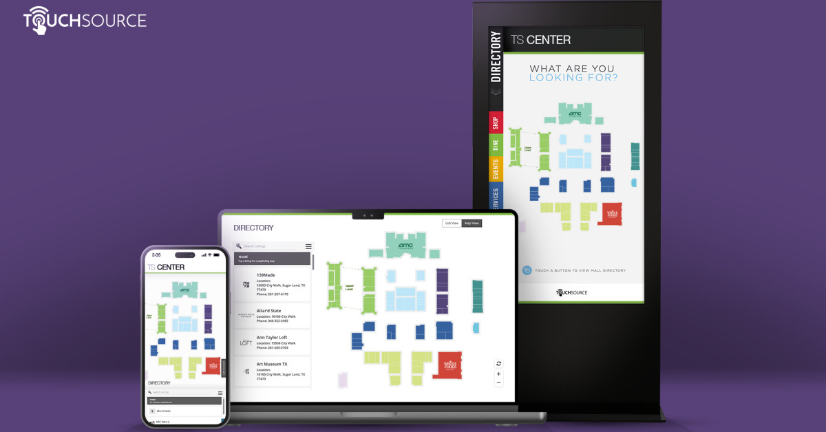touchsource's tweet card. Retail Shopping Center Owners Can Effortlessly Launch Easy-to-Use Wayfinding With Built-In Ad Revenue Opportunities Across Marketing Channels Through the Pylot® Platform With TouchSource's Turnkey...