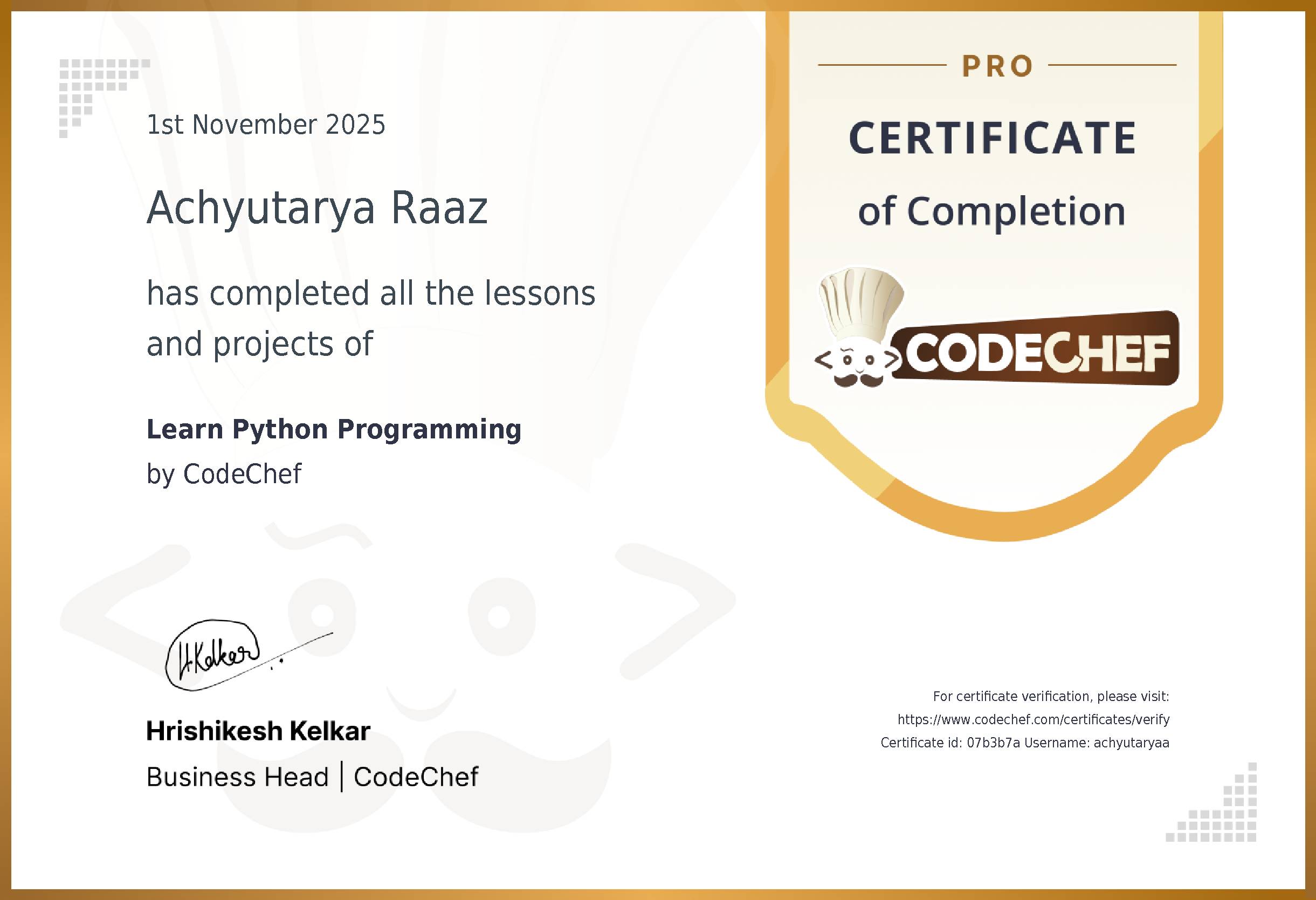oneAaryaa's tweet card. Certificate for completing all the lessons and practice projects in Learn Python Programming