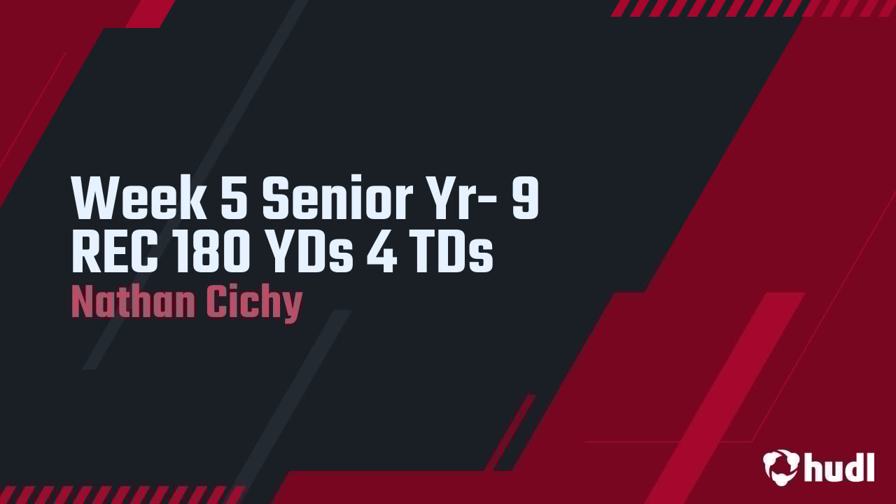 nate_cichy's tweet card. Week 5 Senior Yr- 9 REC 180 YDs 4 TDs
