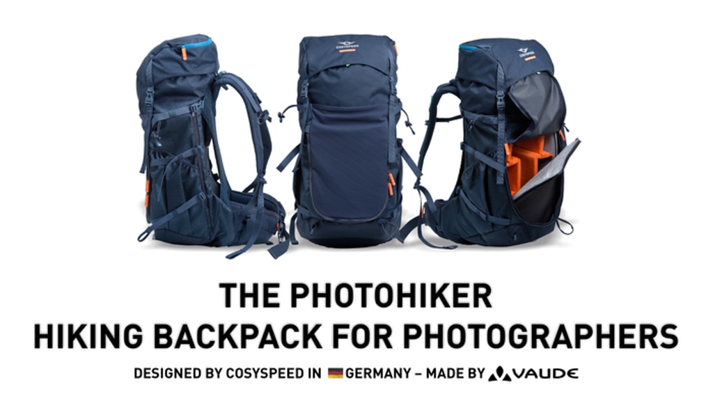 COSYSPEED's tweet card. The PHOTOHIKER camera backpack is build around a carrying system from high end hiking backpacks – designed by COSYSPEED / Made by VAUDE