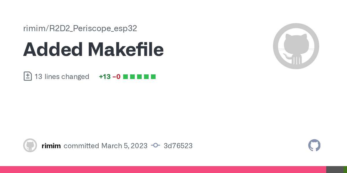gitcommitbot's tweet card. Added Makefile · rimim/R2D2_Periscope_esp32@3d76523