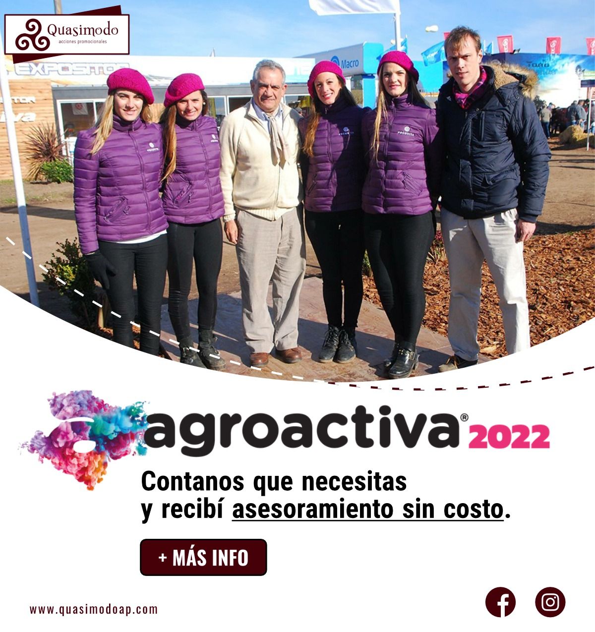 Quasimodoap's tweet card. Conta con el servicio de personal ampliamente capacitado para tu stand en Agroactiva 2022. Para más información a www.quasimodoap.com #Agroactiva2022 #Exposición #Agro #Promotoras